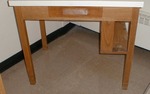 Photo gallery image named: dd-04-dorm-desk-white-top-single-shelf-on-right-center-drawer.jpg